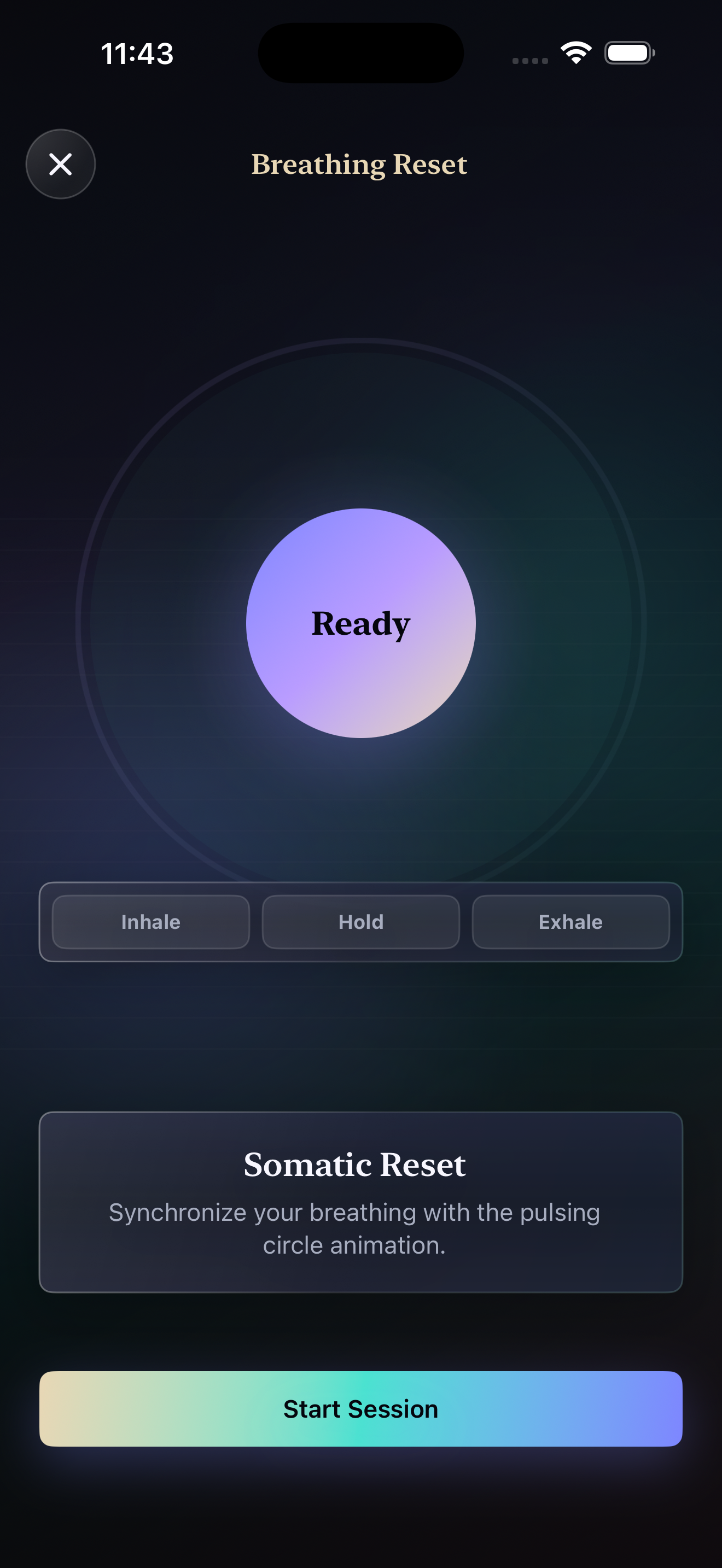Let the exhale take over. app screenshot